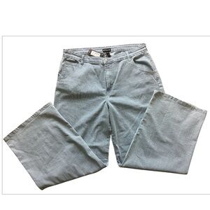 PrettyLittleThing Light Blue Baggy Pinstripe Jeans Size 14 NWT